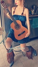 Cable Knit Over The Knee High Socks Womens Boot School Girl 12 Colors Tassel