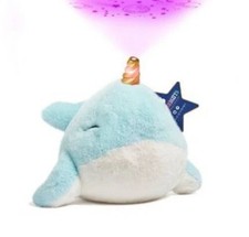 FAO Schwarz Star-Brights LED Projector Narwhal 12" Stuffed Animal Plush Blue