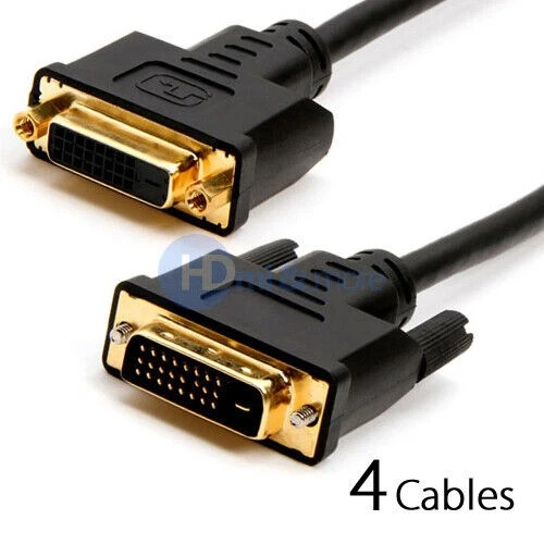4x 10 FT DVI-D Male to DVI-D Female M/F Extension Cable for Monitor HDTV PC TV
