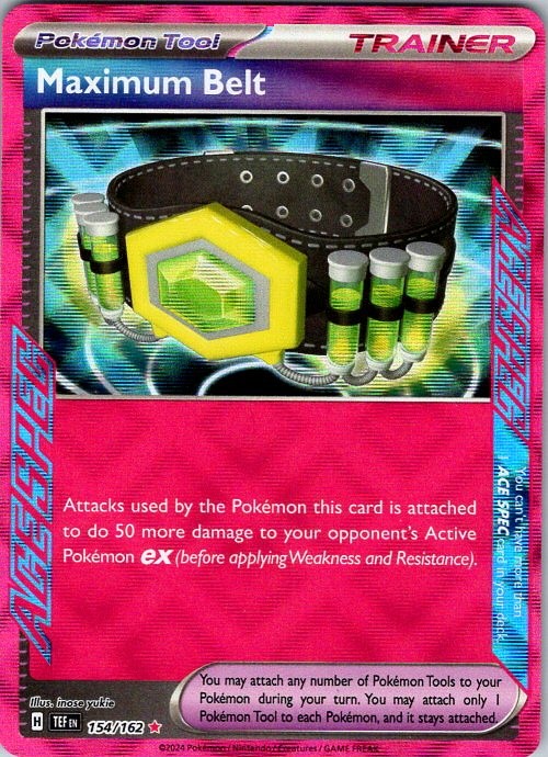 MAXIMUM BELT 154/162 ACE SPEC RARE TEMPORAL FORCES POKEMON NEAR MINT