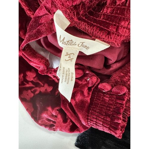 NWT Matilda Jane Girls Sz 4 Red Floral Velvet Dress Top & Trousers Holiday Set - Picture 4 of 4