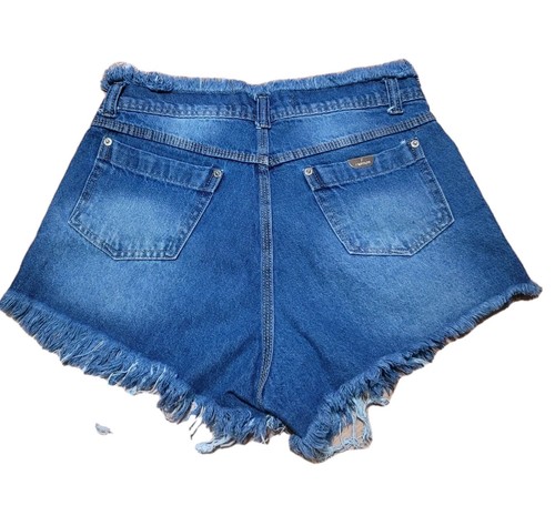 Womens Peg & Vest high waisted denim jean distressed shorty Short shorts 28" - Picture 2 of 9