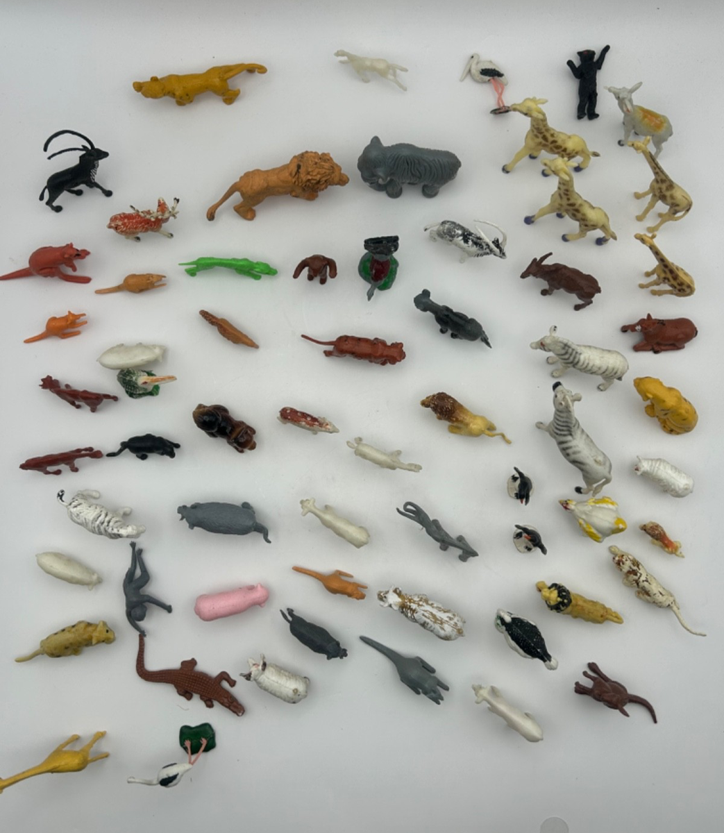 Lot of 60 Plastic Zoo Farm Animal Figures Safari Wild Montessori