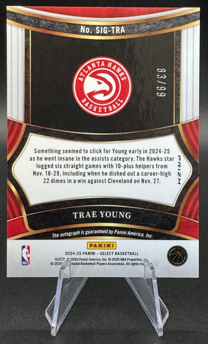 2024-25 Trae Young /99 Select Signatures Red Prizm Auto #SIG-TRA