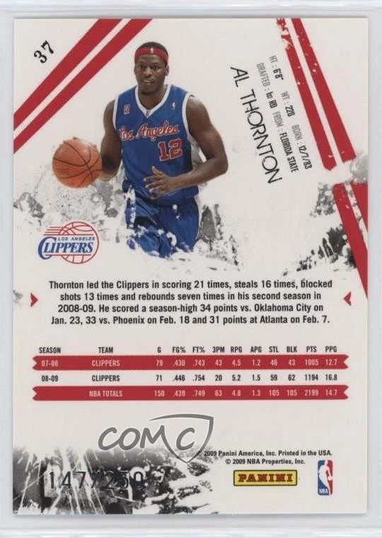 2009-10 Panini Rookies & Stars Longevity Ruby /250 Al Thornton #37 - Image 2 of 2