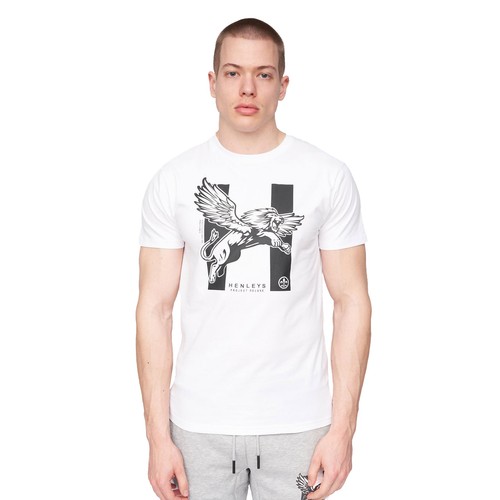 Henleys Curveball Mens Casual Fashion Designer Dress Top T-Shirt White