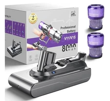 8000mAh V11 Battery Replacement Click-in Installation for Dyson V11/Extra/Absol