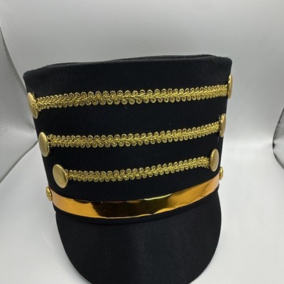 Nick & B198 Marching Band Hat Black/Gold Trim Braid Buttons One Size B198