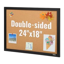 Cork Board 24 In. X 18 In. Double-Sided Bulletin Board with MDF Sticker Frame an