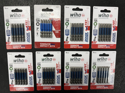 LOT OF 8 Wiha 70277 Terminator Blue Impact Bit Torx T25 - 2 Inch - 5 Pack