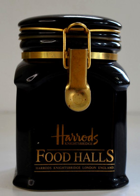 Vintage Harrods Food Hall Keramik schwarz Vorratsdose mit Federverschluss