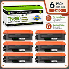 6PC TN660 Toner Compatible With Brother HL-L2380DW MFC-L2700DW DCP-L2540DW TN630
