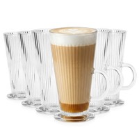 KaffeegläSer TeegläSer Latte Macchiato GläSer Set Geriffelt Mit Henkel 6Er Vilde