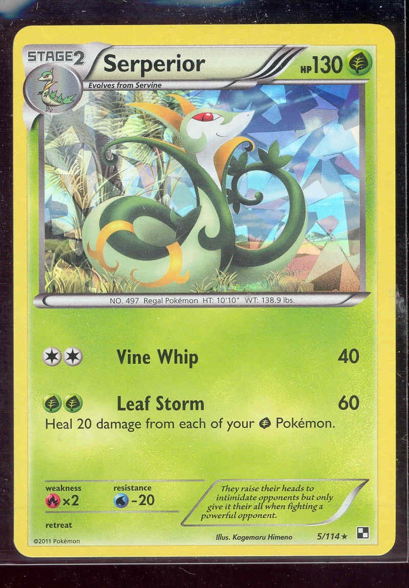 Pokemon SERPERIOR 5/114 Black & White RARE CRACKED ICE HOLO - NEAR MINT/MINT