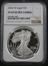 2022 W PROOF AMERICAN SILVER EAGLE NGC PF69