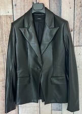 Theory Angled Blazer Bedford Faux Leather One Button Jacket Size 00 XS Black NWT