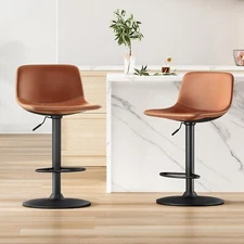 Adjustable Bar Stools Set of 2, Modern Swivel Bar Stools with Back Support