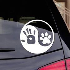 Yin Yang Paw Handprint- Signage Cafe White Vinyl Graphic Car Truck Windows Decal