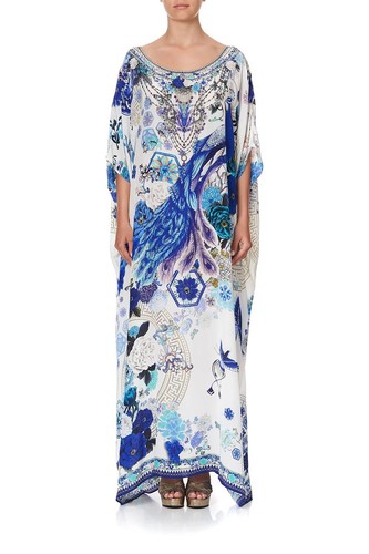 Camilla Stunning Kaftan Dress OS 8 To 16 EXCELLENT CNDN White Side Of The Moon