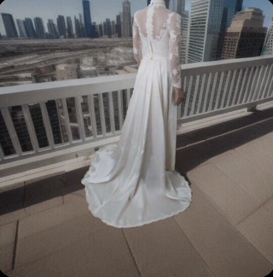 Vestido de novia de encaje para mujer Teeny Priscilla (etiqueta de talla faltante) medidas a cuadros Foto 2 de 4