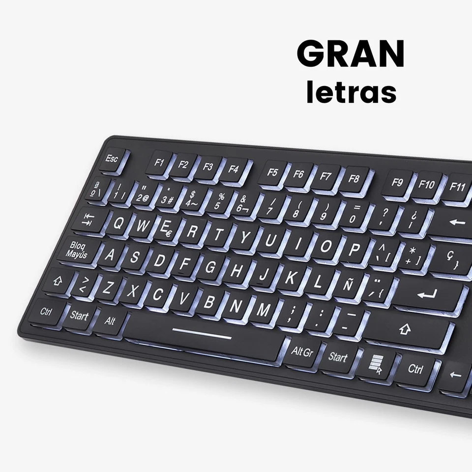 PERIBOARD-317ES Wired LED Backlit Keyboard – Full-Size Spanish QWERTY Layout - Image 2 of 4