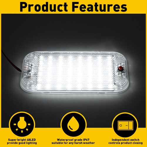 2x 48 LED 12V Car Interior Roof Light Ceiling Dome Lamp RV Camper Trailer Truck - Picture 8 of 12