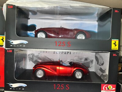 SET OF 2 1947 FERRARI 125 S DARK RED & 60TH by HOT WHEELS ELITE