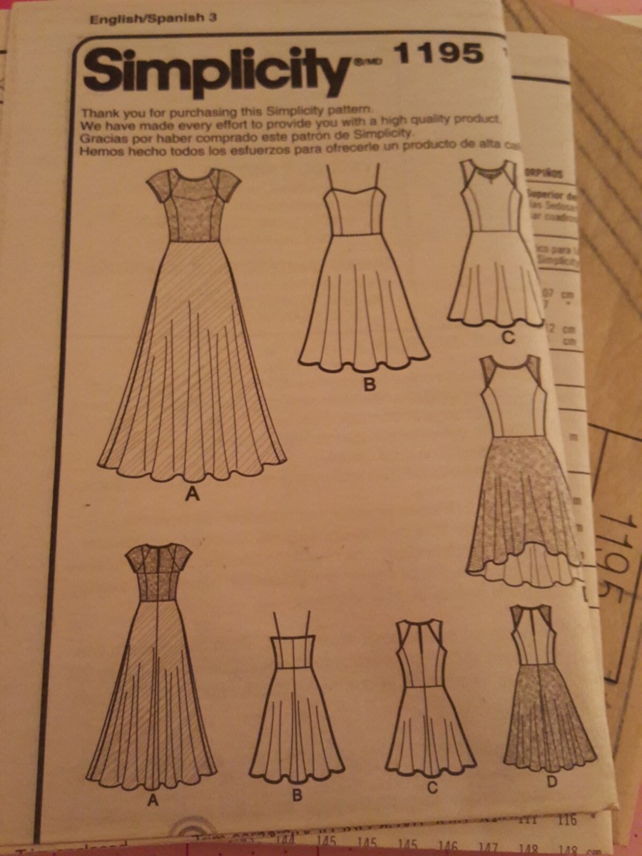 Simplicity Pattern 1195 Fit Flare Prom Formal Dresses Size 12 14 16 18 20 UNCUT Simplicity Pattern 1195 Fit Flare Prom Formal Dresses Size 12 14 16 18 20 UNCUT