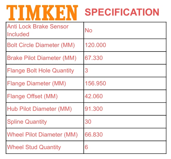 Cojinete de cubo de rueda trasera y delantera Timken 2 piezas para Cadillac SRX 2011 Saab 9-4X 10-16 Foto 3 de 4