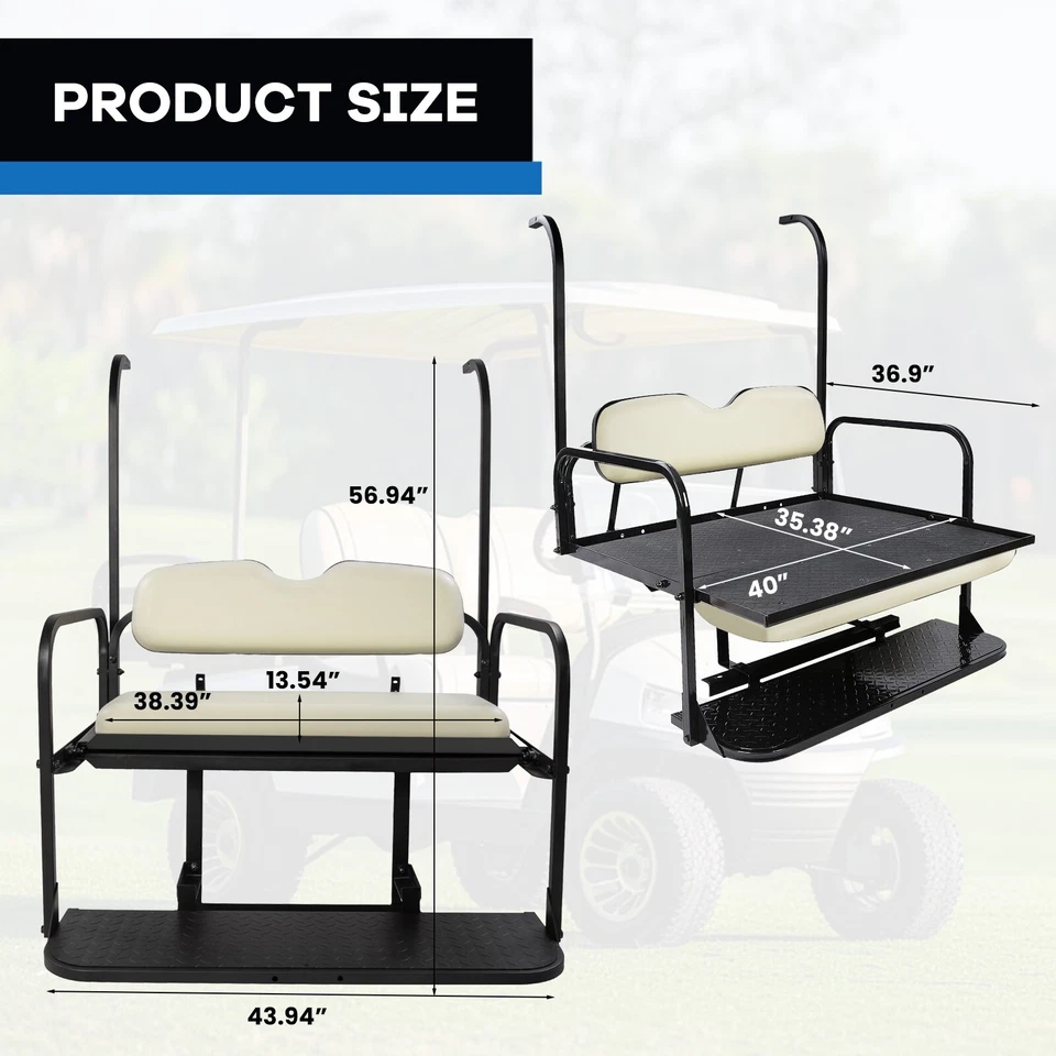 Carro de golf VPAHub asiento trasero abatible para modelos Yamaha G14 G16 G19 G22, cojín marfil Foto 3 de 4