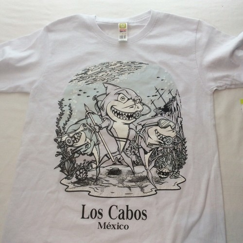 Shark T Shirt Glow in the Dark Los Cabos Mexico Childrens XL Size 12 Ships Free - Picture 4 of 4