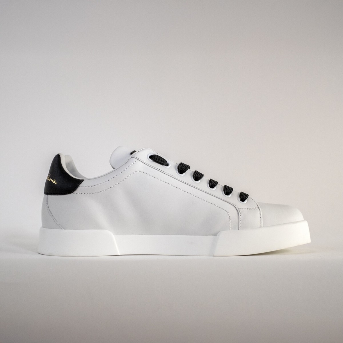 EU 42.5 - DOLCE & GABBANA Portofino Logo Patch White Leather Low