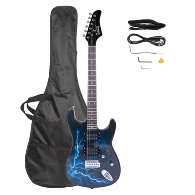 GLARRY UK Lightning Style Electric Guitar with Amp Wire/Strap/Bag/Plectrums/Wrench Tool