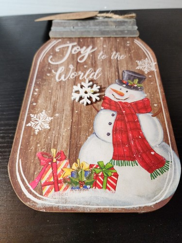NEW! JOY TO THE WORLD Christmas Wood/Metal Jar Light Up Sign - Picture 3 of 5