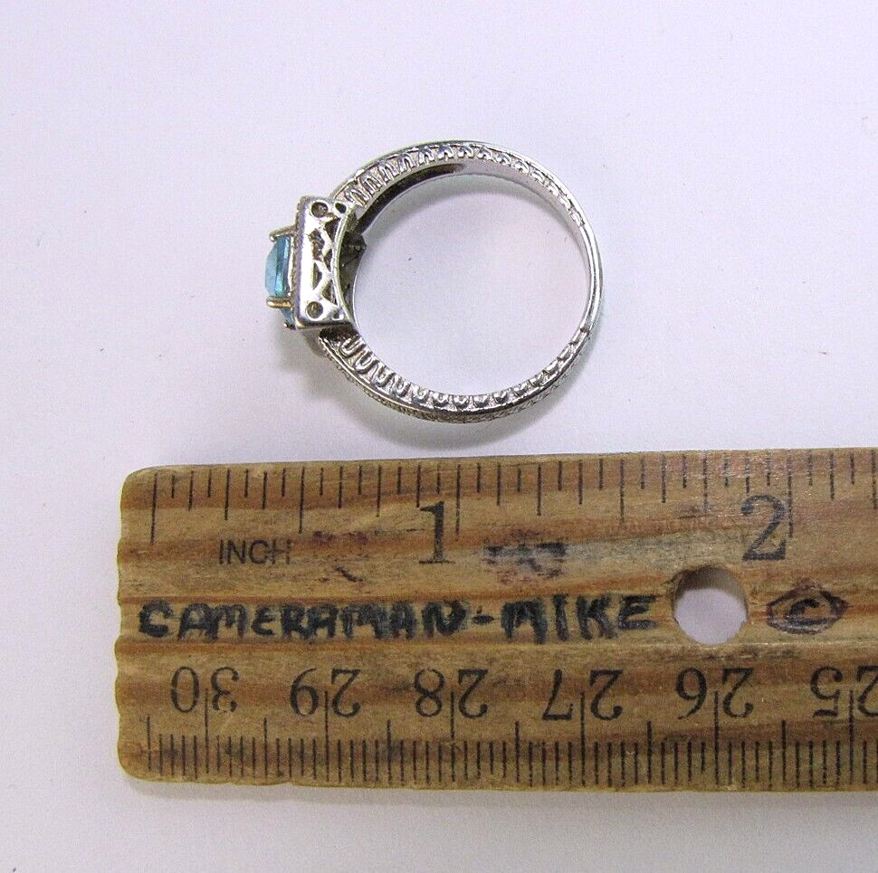 Blue Solitaire Ring Rhinestone Accent Sterling Si… - image 6