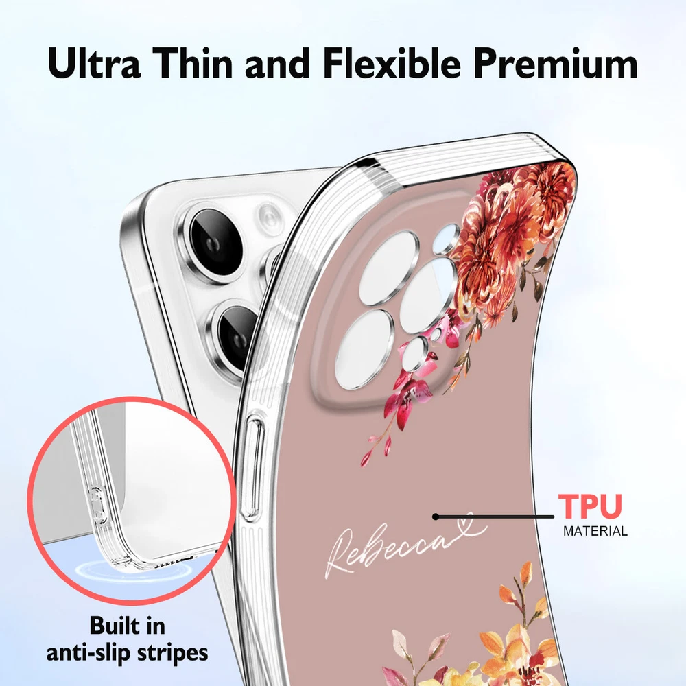 Floral TPU Phone Case for iPhone 15 16 Plus 14 13 12 11 XS Pro Max