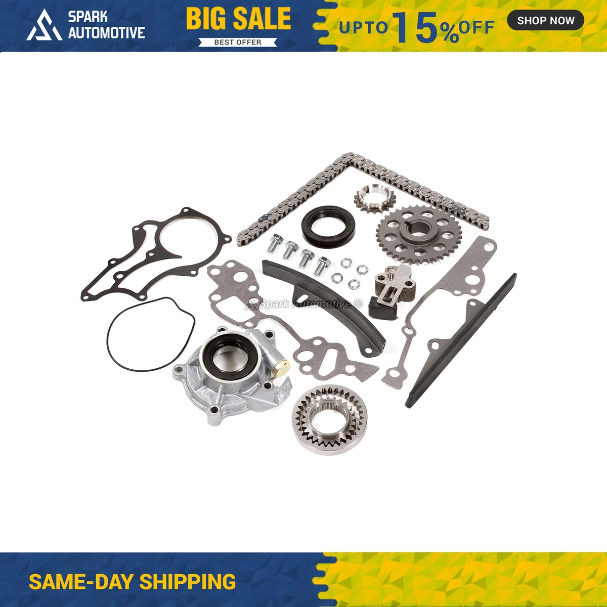Heavy Duty Timing Chain Kit w 2 Metal Guides Oil Pump Fit 85 95