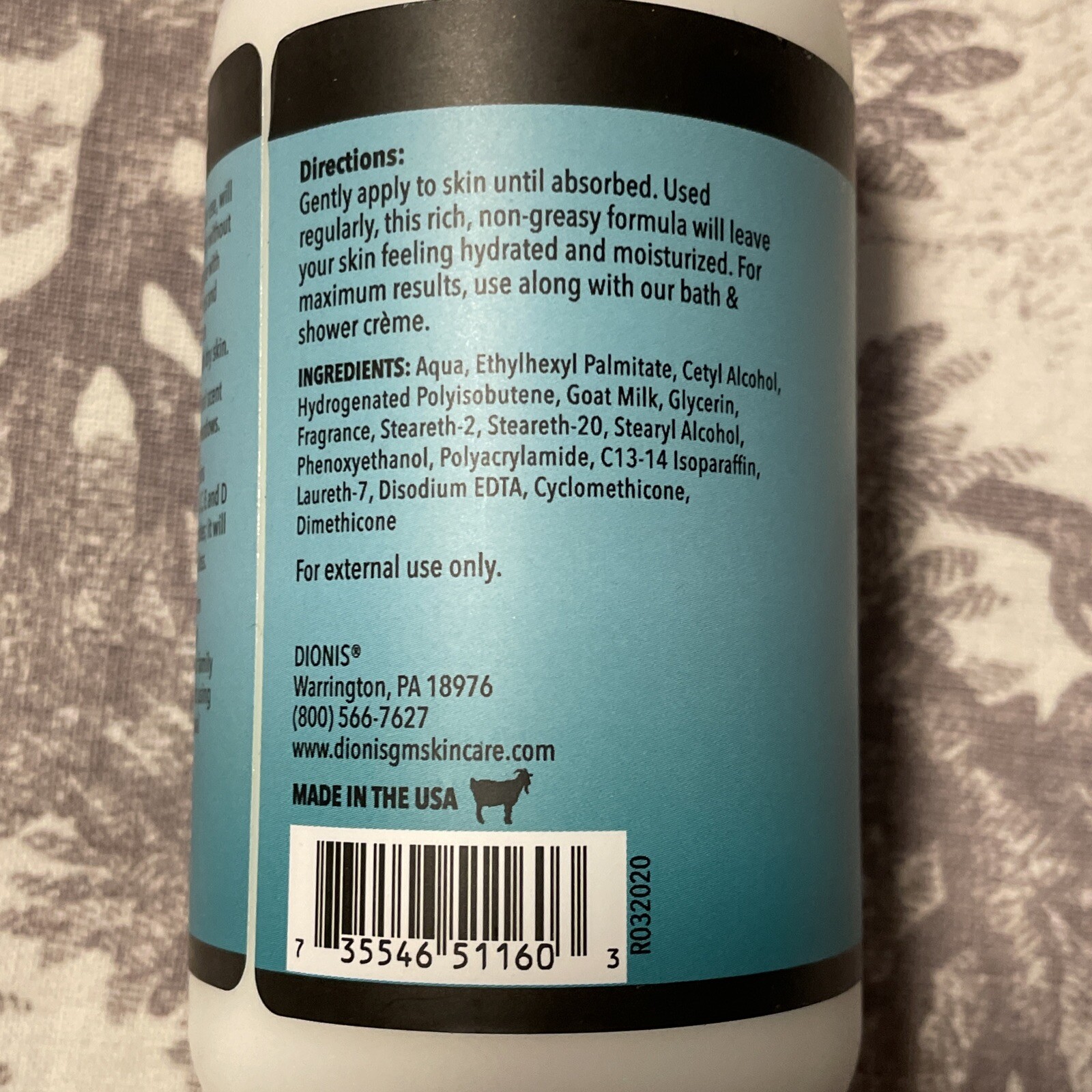 Dionis Goat Milk Skincare Body Lotion  Blue Ridge Wildflower 8.5 oz. NEW