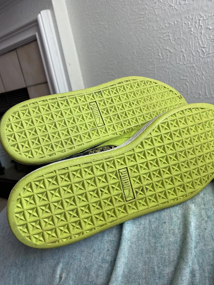 Puma First Round EX Top Alto Negro Gamuza Verde Neón Para Hombre 9.5 Foto 4 de 4