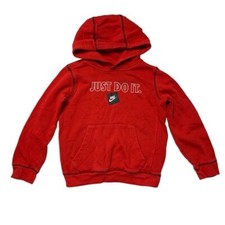 Nike Kids Red Just Do It Hoodie Fleece Lined Casual Streetwear S Classic Bold