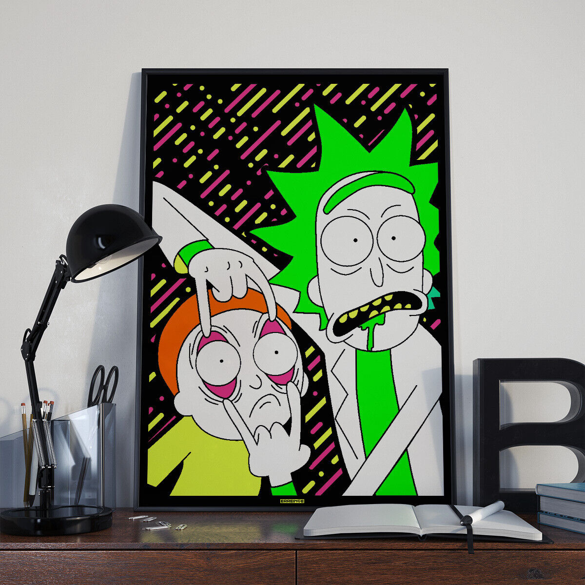 Peinture Moderne A3 Fluorescent Lumineux UV Rick Et Morty Cartoon Décor  Maison