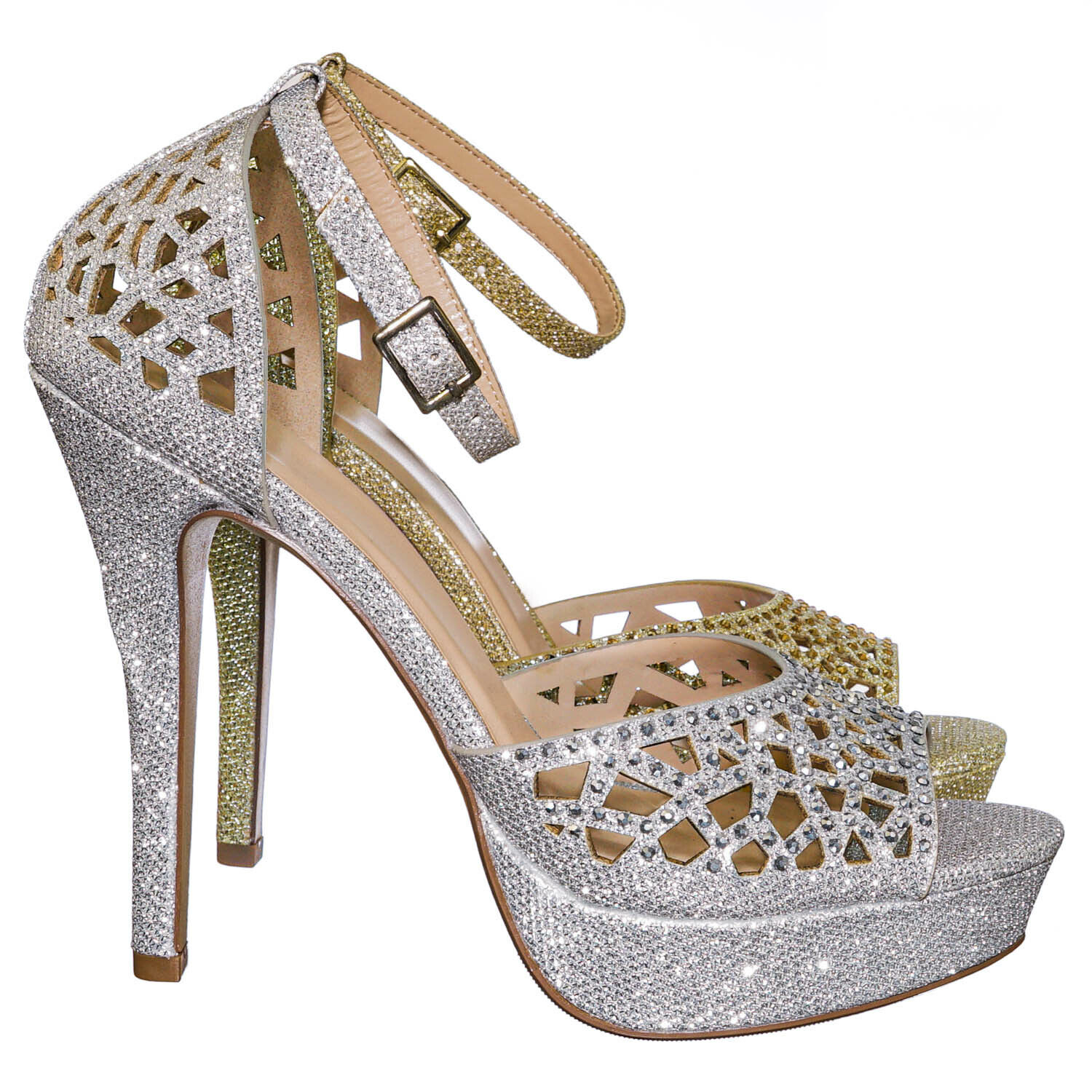 Cadence Rhinestone Glitter High Heel Sandal - Women Shimmering Party Dress Shoe