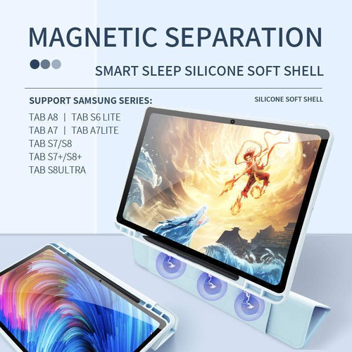Smart Case Stand Cover Pen Holder For Samsung Galaxy Tab A7 A8 S6 S7+ S8+ Ultra - Picture 3 of 28