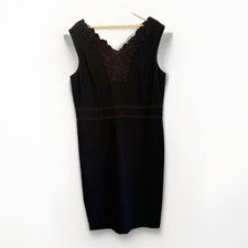 RSVP By Talbots Womens 20 Black Embroidered Dress Sleeveless Knee Length Minimal