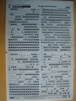 0,1 x Letraset Upp/Low & Num AVANT GARDE GOTHIC BOLD 16pt 4,3mm Bogen 2484 a(kg)