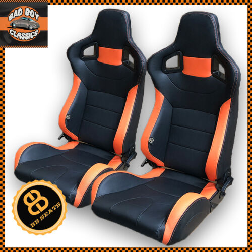 Pair BB6 Reclining Titling Car Bucket Sports Seats + Universal Runners  - Picture 1 of 16