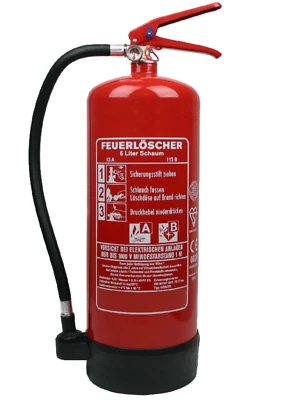 MARKENLOS 6 Liter Schaum Dauerdruck Löscher Feuerlöscher Brandklasse A/B 13A = 4LE