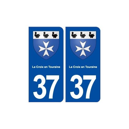 Autocollant De Ville "37 Tours" - Blason Ou Plaque - Stickers Aux Angles Droits