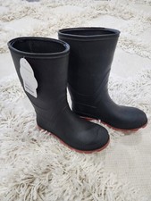 Kids Rain Boots for Boys Girls Youth Size 1 Black Rubber Waterproof Outdoor