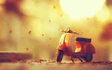 Landscape leaves fall toys tilt shift scooters vehicle Custom Gaming Mat Desk